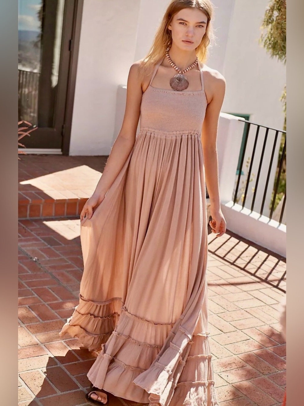 Free People Extratropical Smocked Maxi Dress - Small